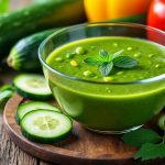 découvrez une recette fraîche et légère de gaspacho aux concombres, courgettes et poivrons, parfaite pour les journées estivales.