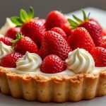 découvrez notre délicieuse tarte aux fraises garnie d'une crème d'amande onctueuse, surmontée d'une chantilly légère au mascarpone, pour un dessert frais et gourmand.