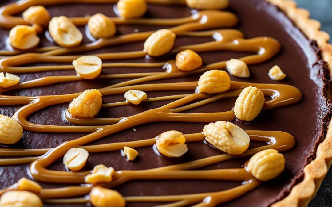 Tarte chocolat caramel et cacahuetes pour petite ou grande occasions