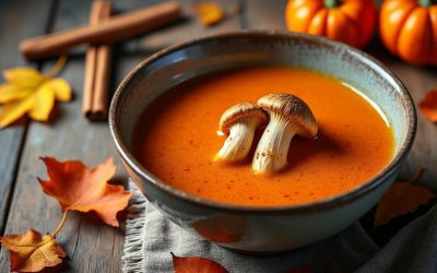 Velouté de potimaron épicé et ses girolles