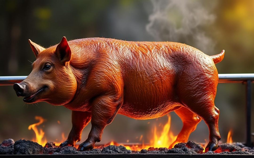 découvrez notre recette traditionnelle de cochon de lait à la broche, une spécialité savoureuse et idéale pour vos repas festifs en famille ou entre amis.