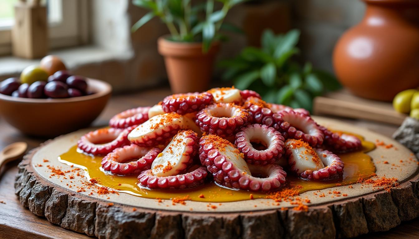 Pulpitos à la gallega 1 découvrez notre recette authentique des pulpitos à la gallega, un plat traditionnel espagnol à base de petits poulpes délicieusement assaisonnés à l'huile d'olive, paprika et sel de mer.