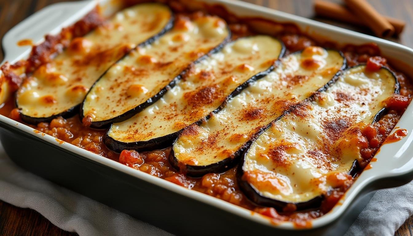 Recette traditionnelle de la moussaka grecque 1 découvrez la recette traditionnelle de la moussaka grecque, un plat savoureux aux aubergines, viande hachée et béchamel, parfait pour un repas authentique et gourmand.
