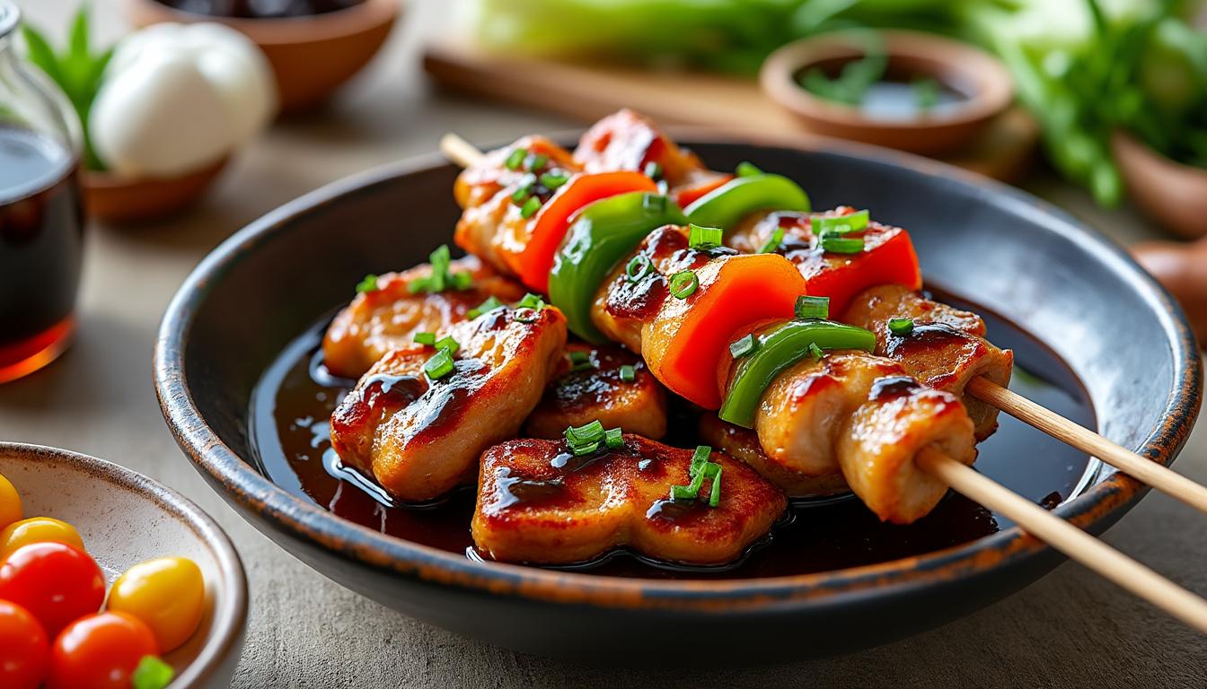 découvrez notre délicieuse sauce yakitori, parfaite pour sublimer vos brochettes japonaises avec une saveur sucrée-salée authentique.