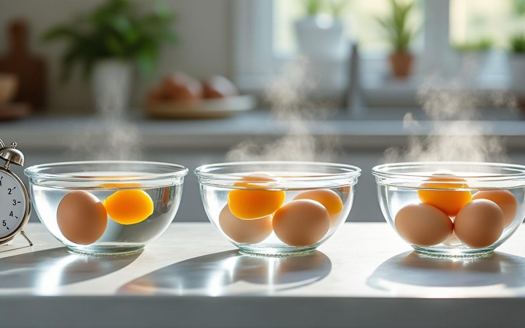 découvrez le temps idéal pour cuire parfaitement vos œufs durs, du jaune coulant au jaune bien ferme, pour réussir toutes vos recettes.