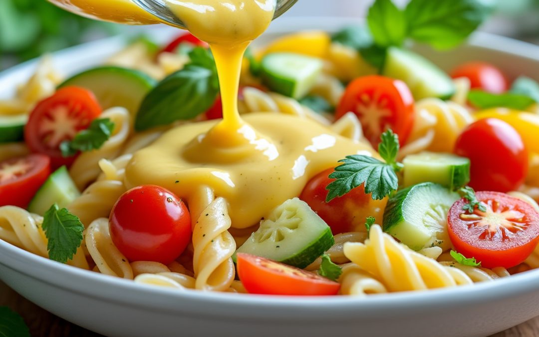 découvrez notre recette facile et délicieuse de vinaigrette crémeuse, parfaite pour sublimer vos salades de pâtes.