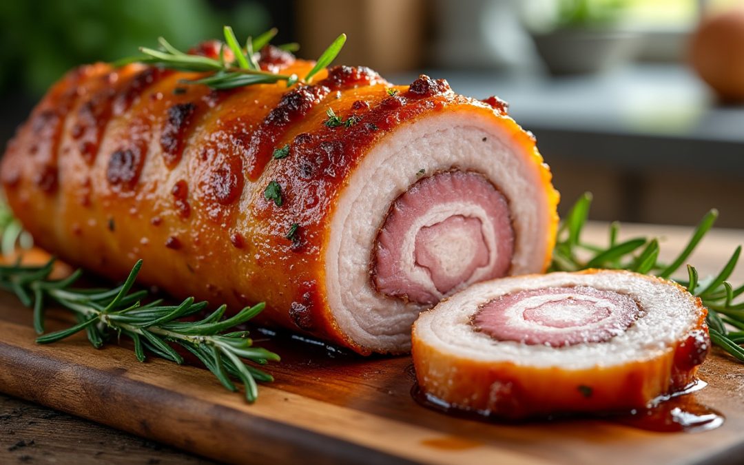 découvrez notre recette savoureuse de rouelle de porc au four, tendre et parfaitement assaisonnée, idéale pour un repas convivial en famille ou entre amis.