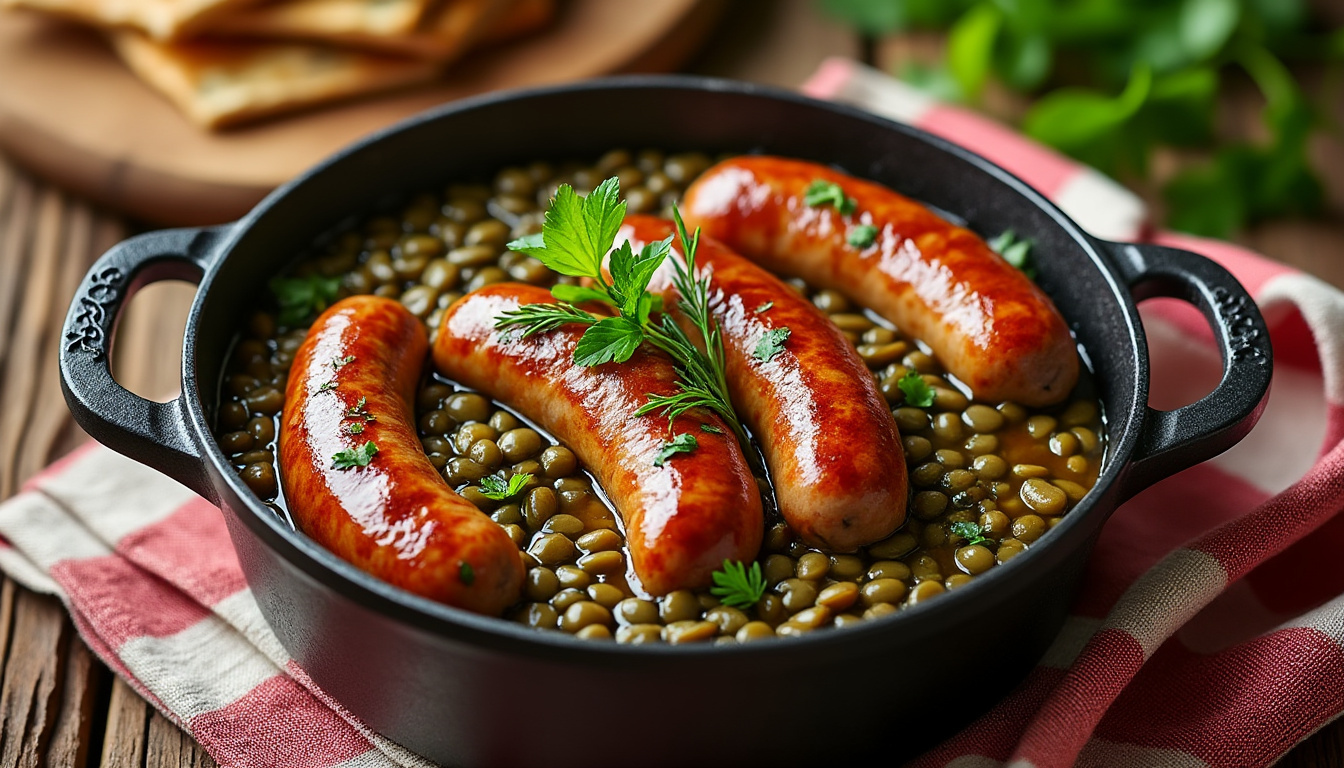 découvrez la recette authentique des saucisses lentilles de grand-mère, un plat traditionnel savoureux et réconfortant, facile à préparer pour toute la famille.