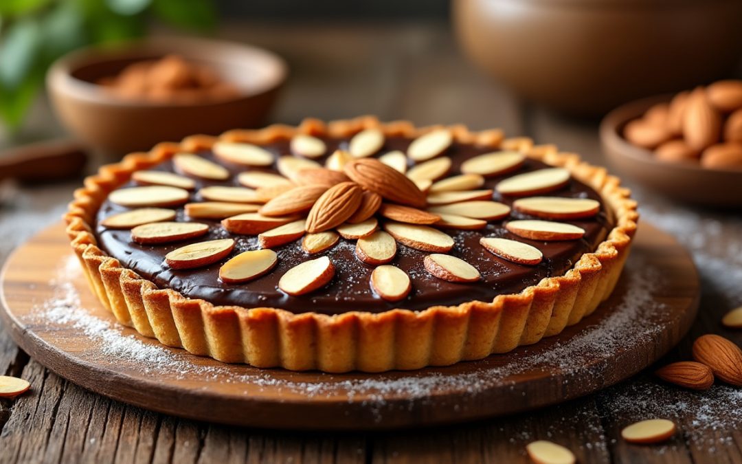 découvrez notre délicieuse tarte au chocolat et aux amandes, une recette gourmande alliant le fondant du chocolat à la douceur croquante des amandes, parfaite pour toutes les occasions.